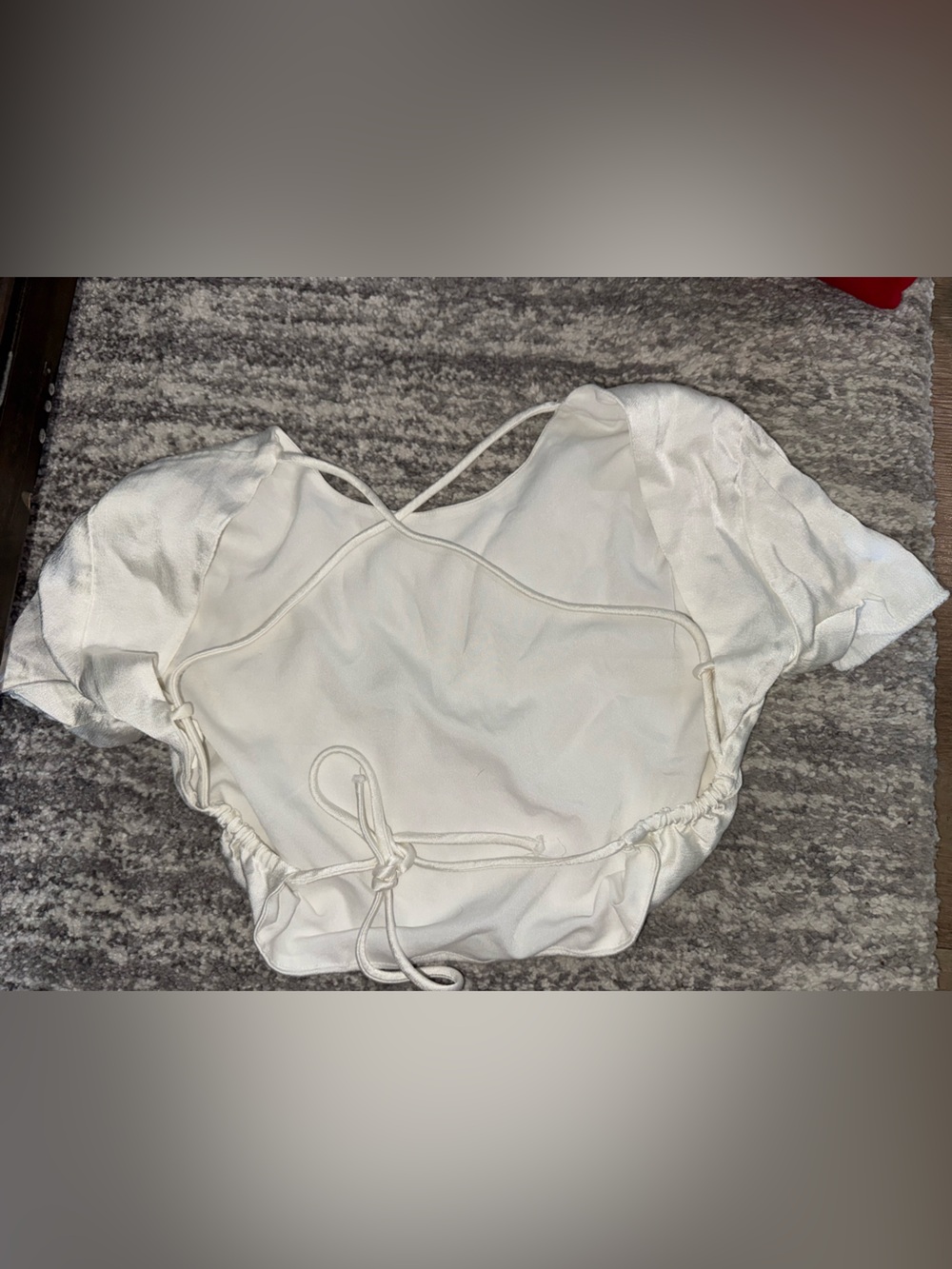 Zara White Satin-Trim Chemise with Tie Straps